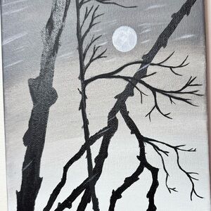 Elegant Black and Gray Tree Silhouette Wall Art
